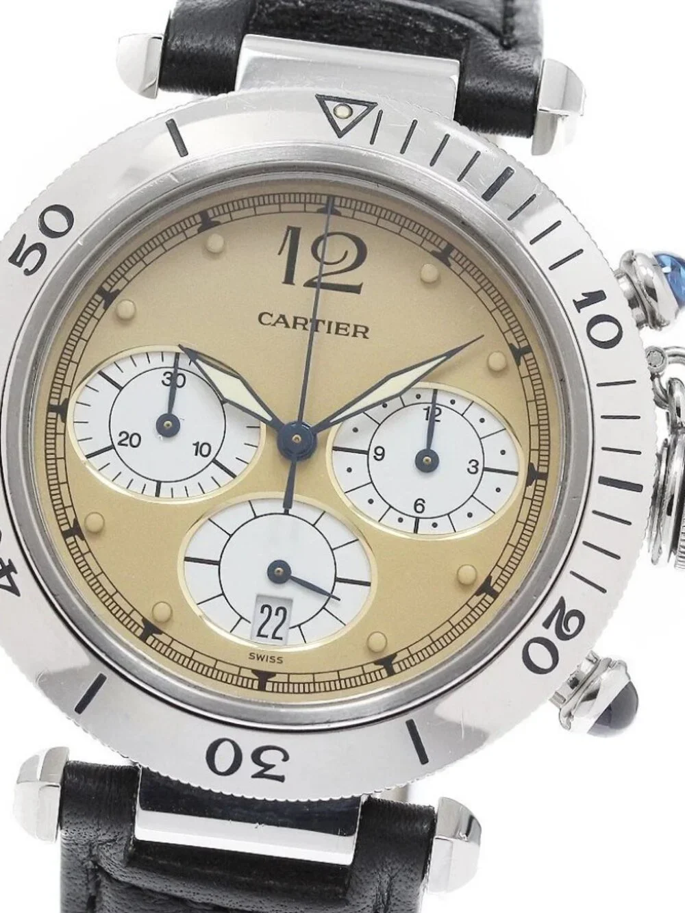 CARTIER Pasha 38MM W3100355 Chronograph Beige / white Dial Quartz Men's_965687